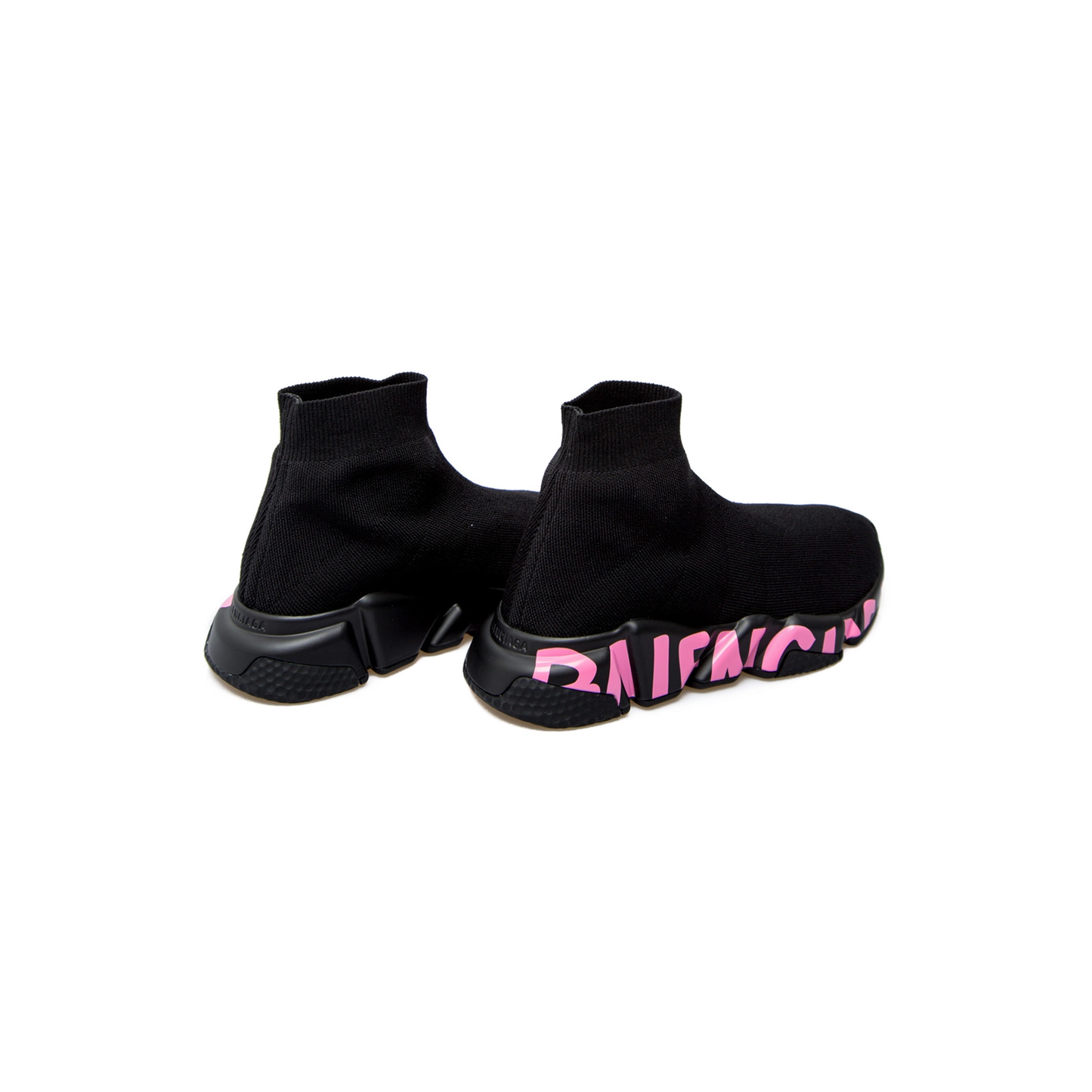 Balenciaga Speed Graffiti Knit Sneaker Black Pink